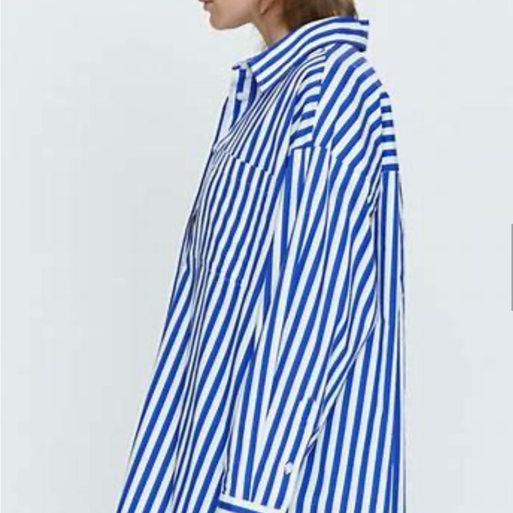 Rena Button Down Tunic Shirt in Cobalt Stripe
PISTOLA - Picture 6 of 8